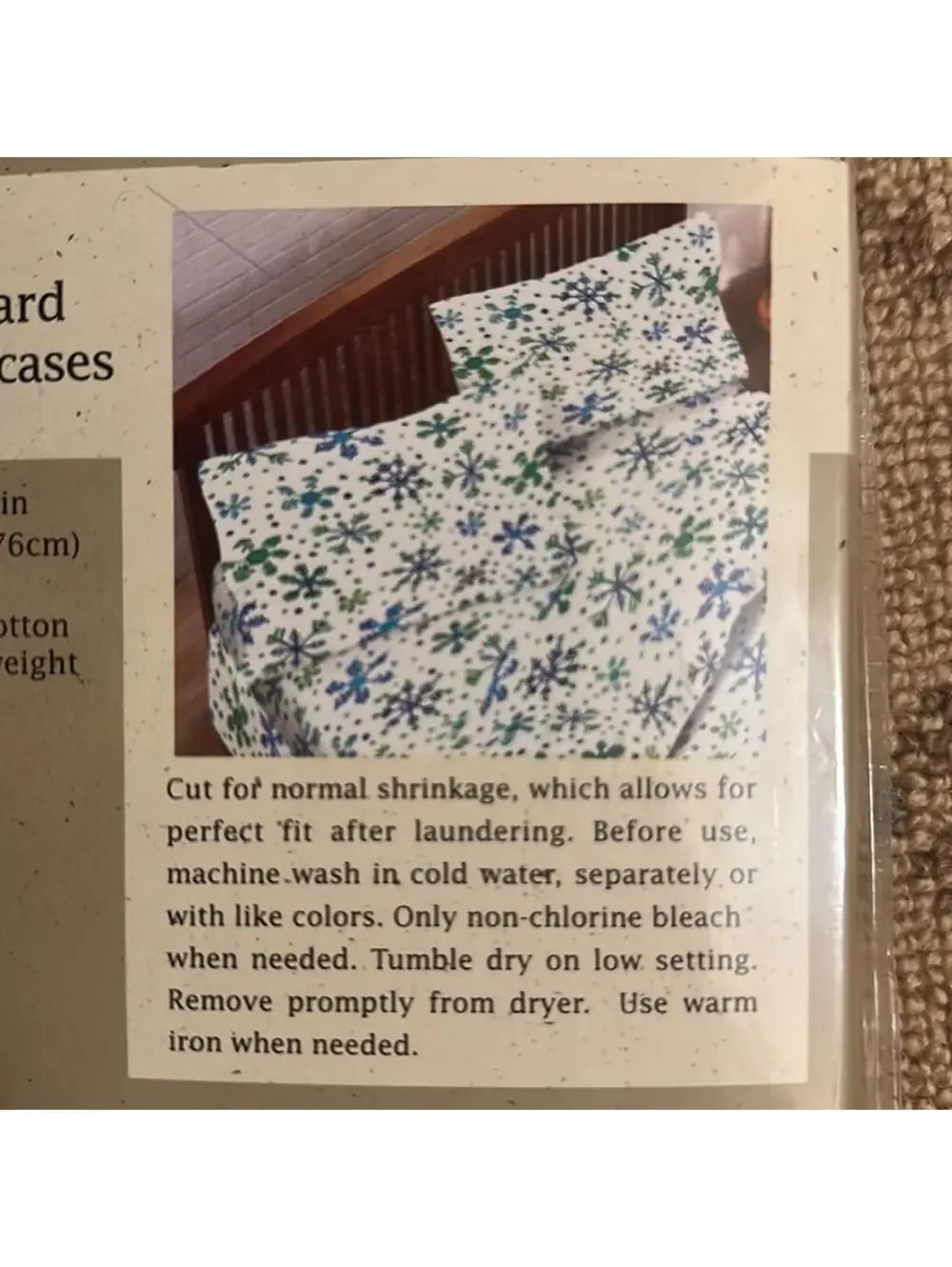 Bed Bath and Beyond Flannel Crystal Snowflake 2 standard pillowcases NWT